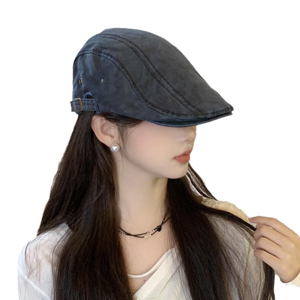 Beret Autumn and Winter Do Old Forward Cap Rub Color Stitching Retro Forward Cap Female Trend Fashion Duck Tongue Cap