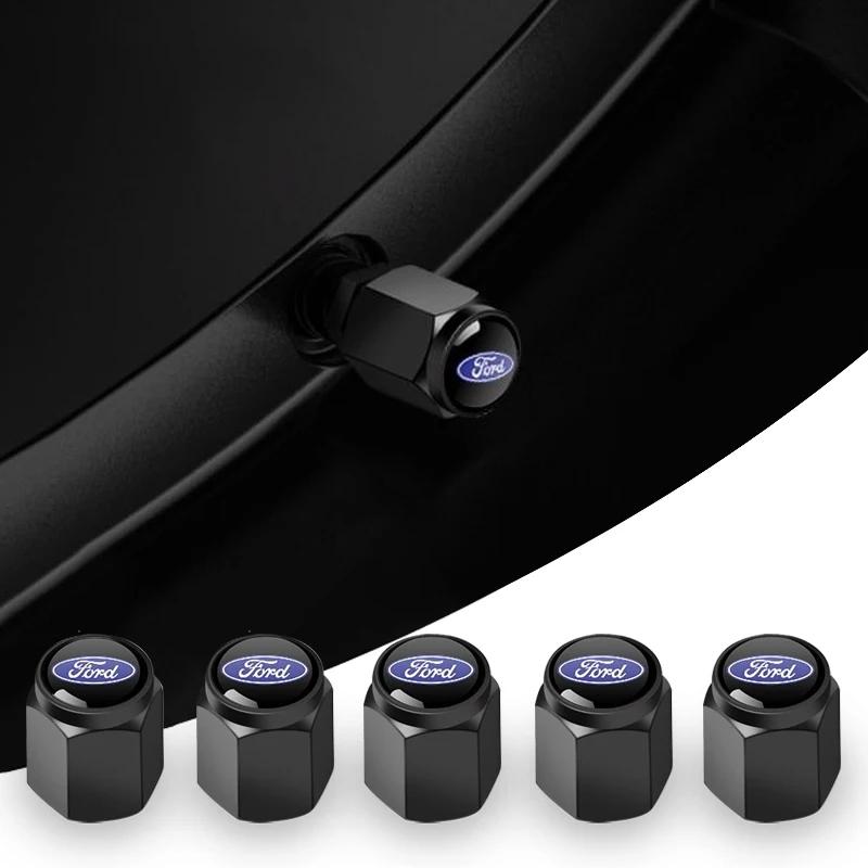 Car Sticker Ford 5pc Metal Car Logo Tire Wheel Cap Air Valve Stem Cover For Ford Fiesta Focus 3 4 MK3 MK4 Mondeo Ecosport Kuga F