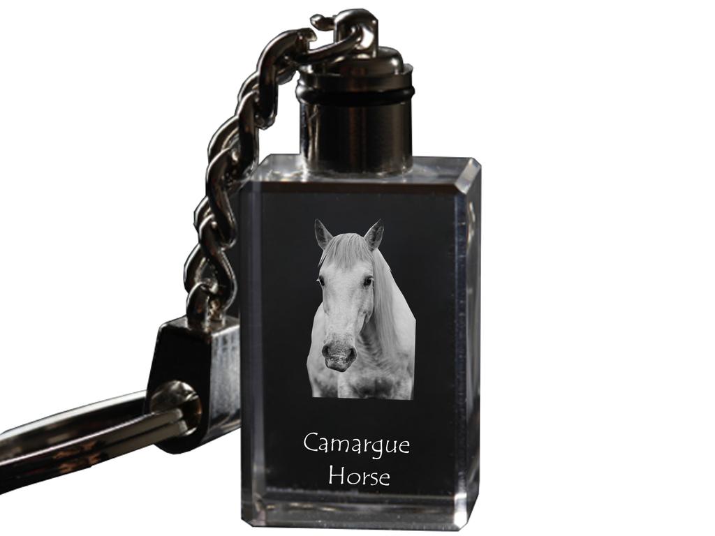 Camargue Horse - Crystal pendant with photo of a horse, illuminated pendant, unique gift by Art-Dog brand