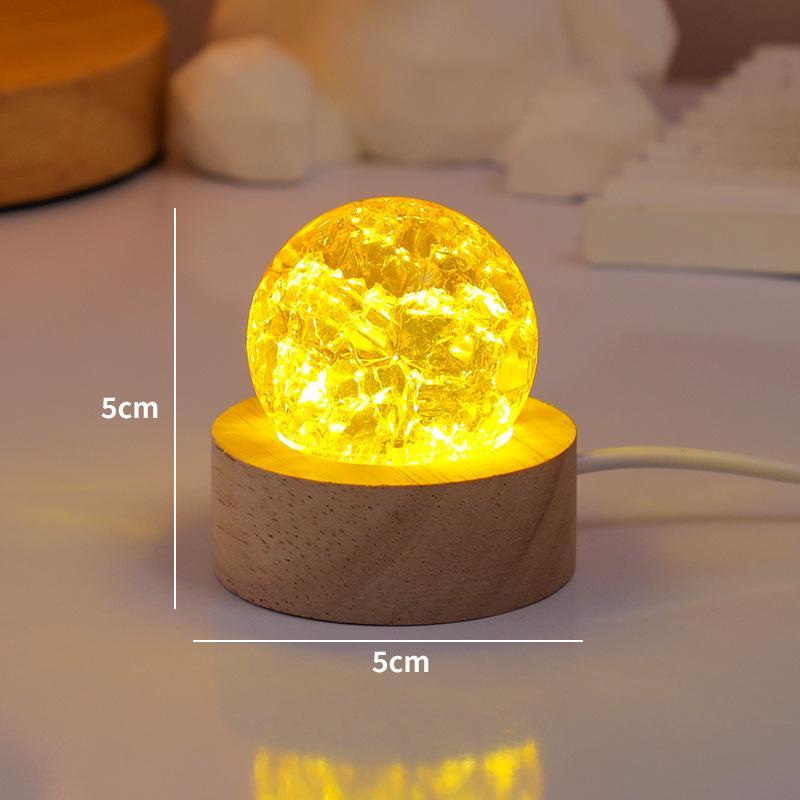 Seven-Color Crystal Ball Night Light – Luminous Ice Crackle Glass Ornament for Desktop Decoration