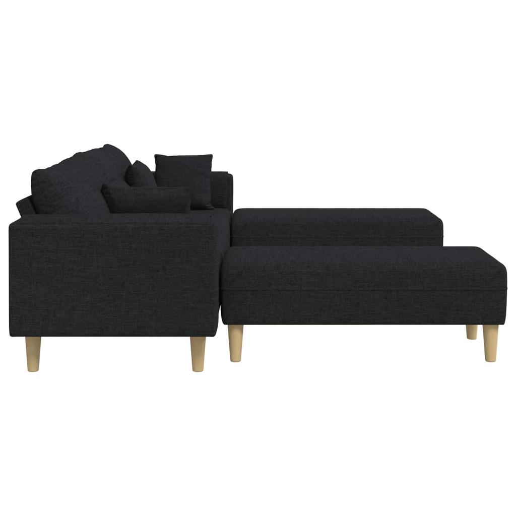 3 Piece Sofa with Cushions Black Fabric