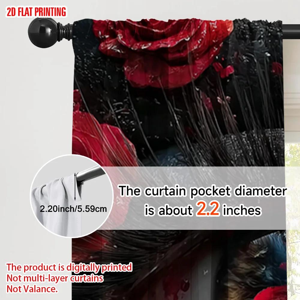 Set Of 2 Plane Printing Curtains Deep Eyes Polyester Fabric Without Rod Room Decor Use Living Sheer Made Window Treatment