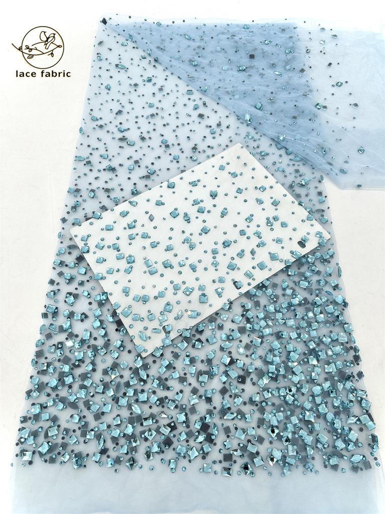 African Heavy Stones Lace Fabric 2025 High Quality for Women Nigerian French Stones Tulle Lace Fabric Wedding Party Dress Sewing