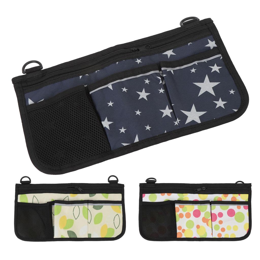 Wheelchair Side Bag with Cup Holder Water Proof 600D Oxford Cloth Multiple Pocket Adjustable Strap C