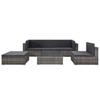 6 Piece Garden Lounge Set with Cushions Poly Rattan Grey