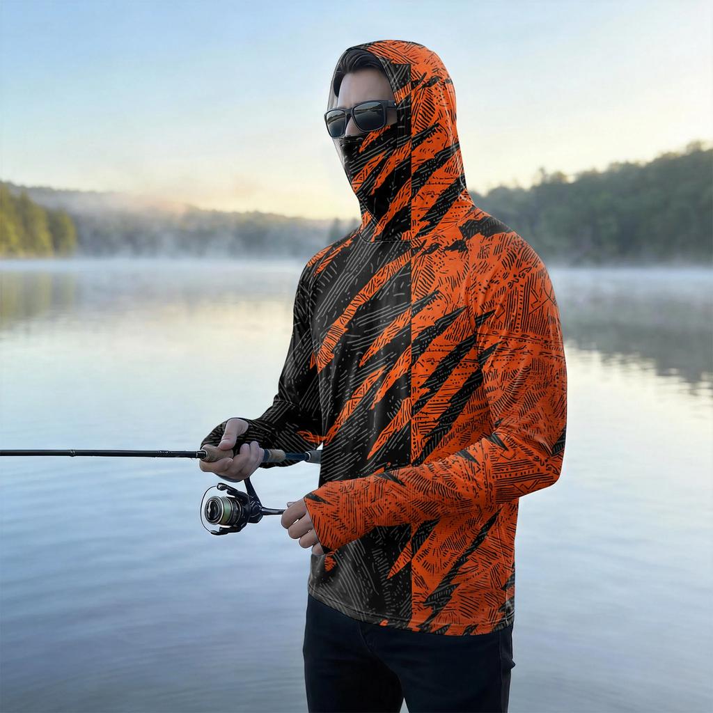 Men's Casual Outdoor Hooded Long Sleeve Sun Protection Shirt Lightweight Breathable Quick Dry Activewear Top for Sports Hiking