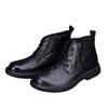 Men's Cowhide Autumn and Winter Martin Fashion Leather Casual Mid-top High-top Leather Shoes Trendy Leather Boots Short Boots Round Head Short Boots