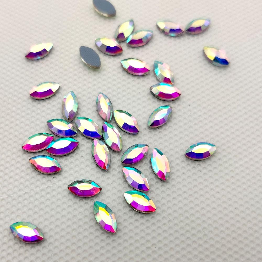 Factory Direct 7200 Pcs Bulk Packing 4X8mm Navette Marquise Horse Eye Crystal AB Crystal Glass Hot Fix Rhinestone for Dress