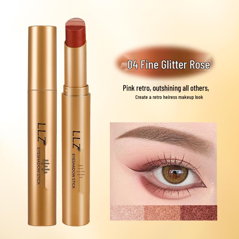 Lilin Zhi Radiant Eyes Three-Color Gradient Eyeshadow Stick - Glitter Highlight, Long-Lasting, One-Swipe Application