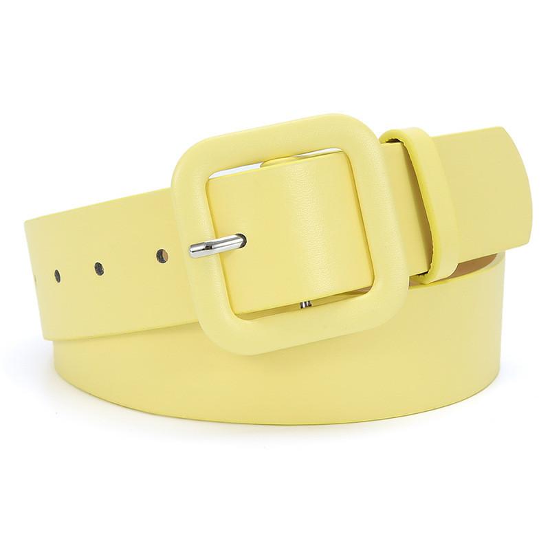 Stylish Minimalist Women's Pu Leather Candy Color Belt With Square Buckle For Dresses
