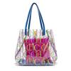CHCH Women's Bucket Bag Large Capacity Tote Transparent TPU Material Letter Printed Shopping Bag Travel Crossbody Women's