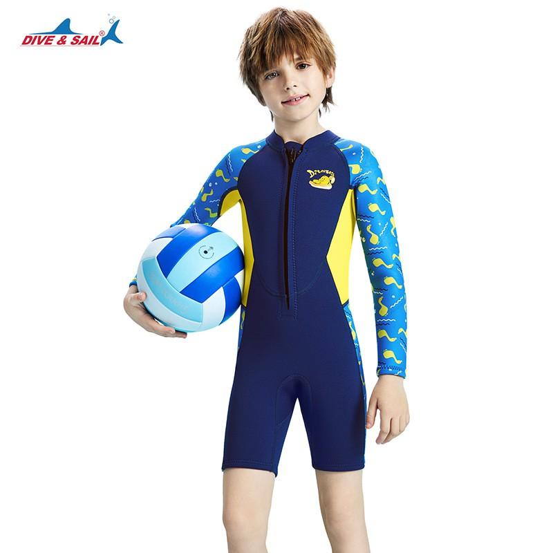 Children's Diving Suit 2.5MM One-piece Long-sleeved Shorts Warm Boys Snorkeling Surfing Cold-proof Jellyfish