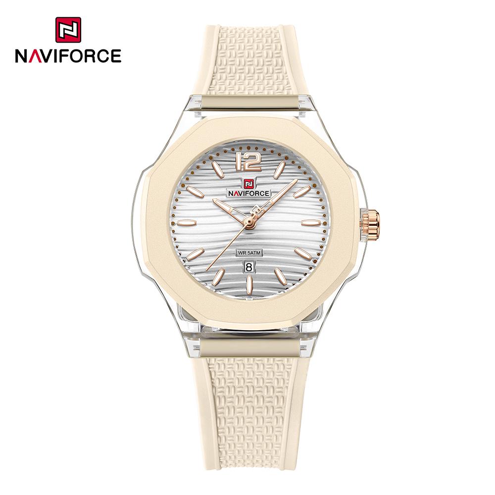 NAVIFORCE Original Women Girls Simple Quartz Watch Date Waterproof Silicone Strap Luminous Hands Lightweight Women Girls Watch Gift NF6109
