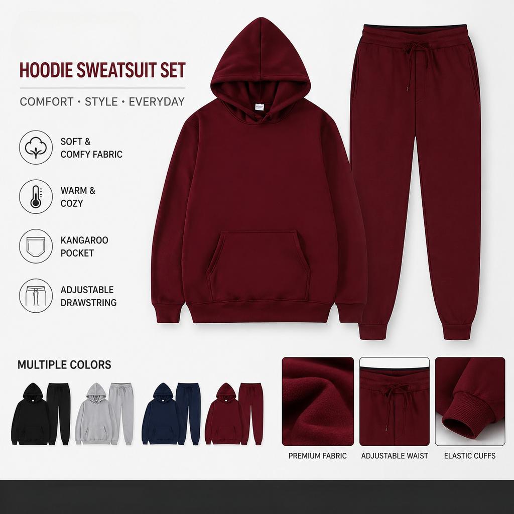 Einfarbig Hoodie Set Tasche Langarm Frauen Hoodie Herbst Casual Jogger Anzug Trainingsanzug Sweatshirt Frau Pullover Chandals Hombre