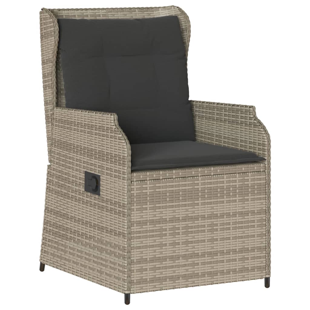 Garden Chair with Cushions 2 Pcs. Adjustable Light Gray Poly Rattan