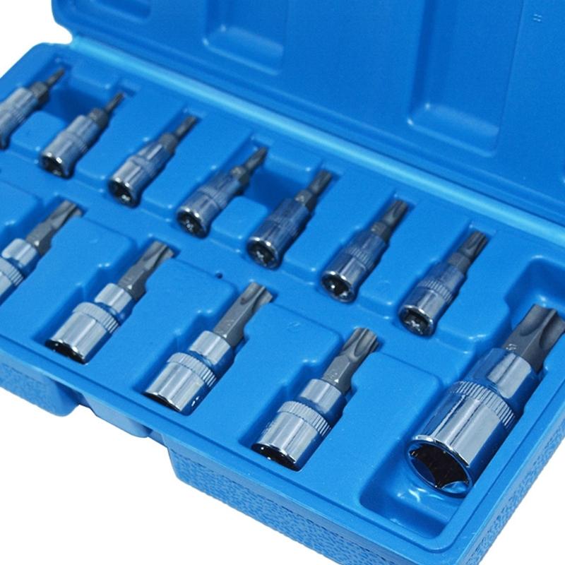 13Piece T8 To T60 Socket Wrench Bit Kit for Professional Mechanics DIY Home Improvement Projects 1/4in 3/8in 1/2inch