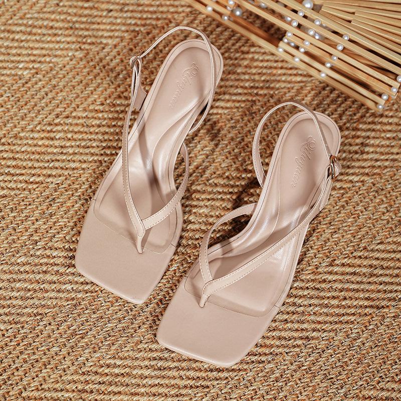 

Босоножки на высоком каблуке с открытым носком, женские новые туфли на высоком каблуке с квадратным носком, женские туфли-стилет с ремешками, подчеркивающие темперамент 40 телесный