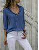 Women's Long,sleeved Deep V Button,down Chiffon Shirt