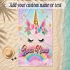 Unicorn Theme Soft Beach Towel Personalized Custom Name Text Towel Portable for Beach Pool Travel