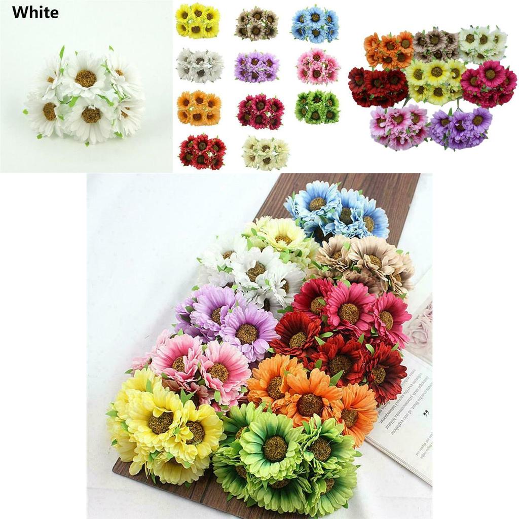 Vibrant 6pcs Artificial Gerbera Daisy Fake Silk Flower For Stunning Home Decor