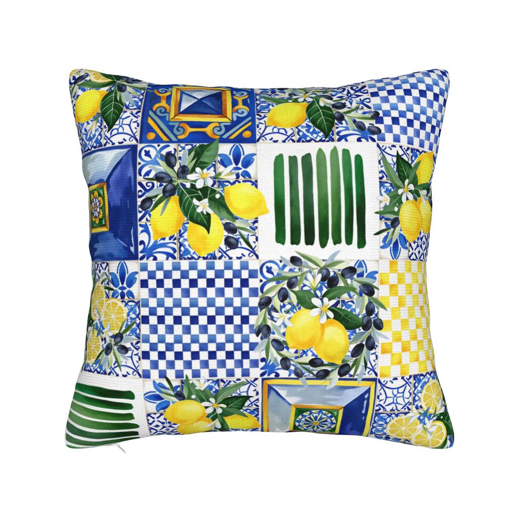 Yellow Lemon Pattern Pillow Case Vintage Pillow Cover Comfy Pillowcases For Living Room Bed Chair