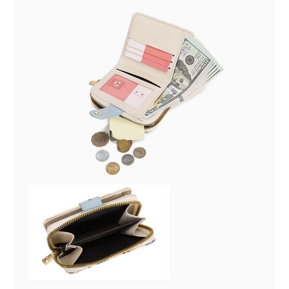Cute PU Leather Short Wallet Bear Short Coin Purse Zipper Storage Bag Women Girls