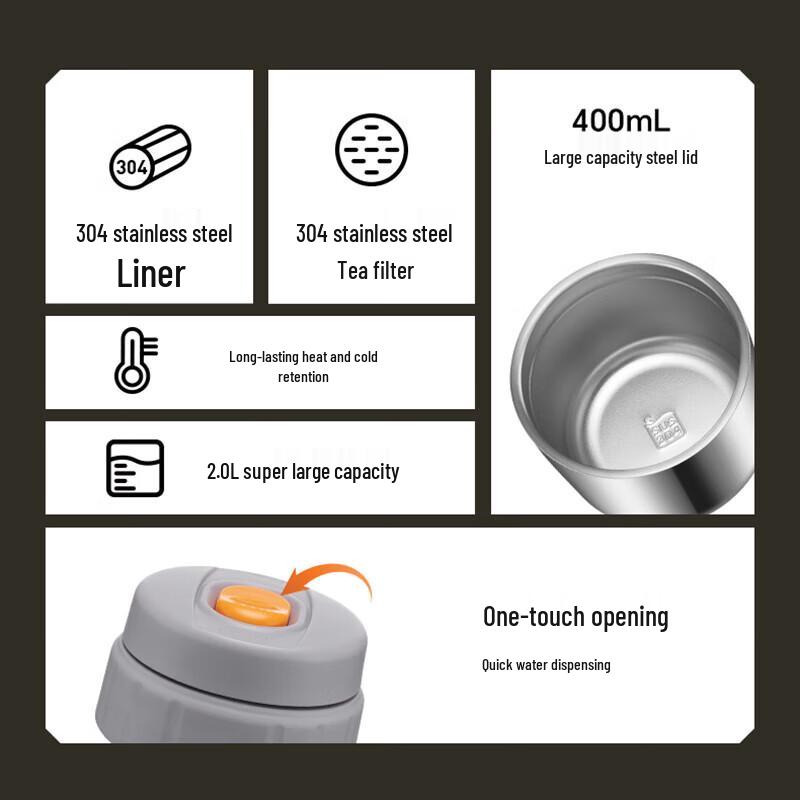 SUPOR Aurora 2L Stainless Steel Travel Thermos