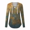 Damen Bluse Mode Locker Lässig Langarm Bedrucktes T-Shirt Mit V-Ausschnitt
