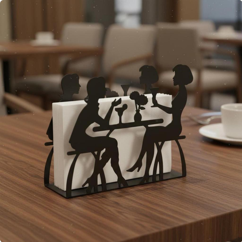 Hollowout Metal Napkin Rack Creative Style Black Iron Holder Decorative Tabletop Tissue