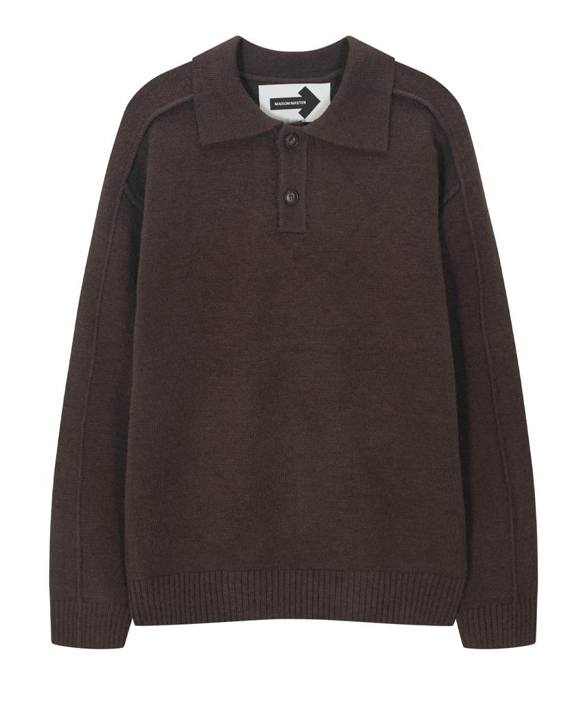 Maison Master Button Collared Cardigan Brown
