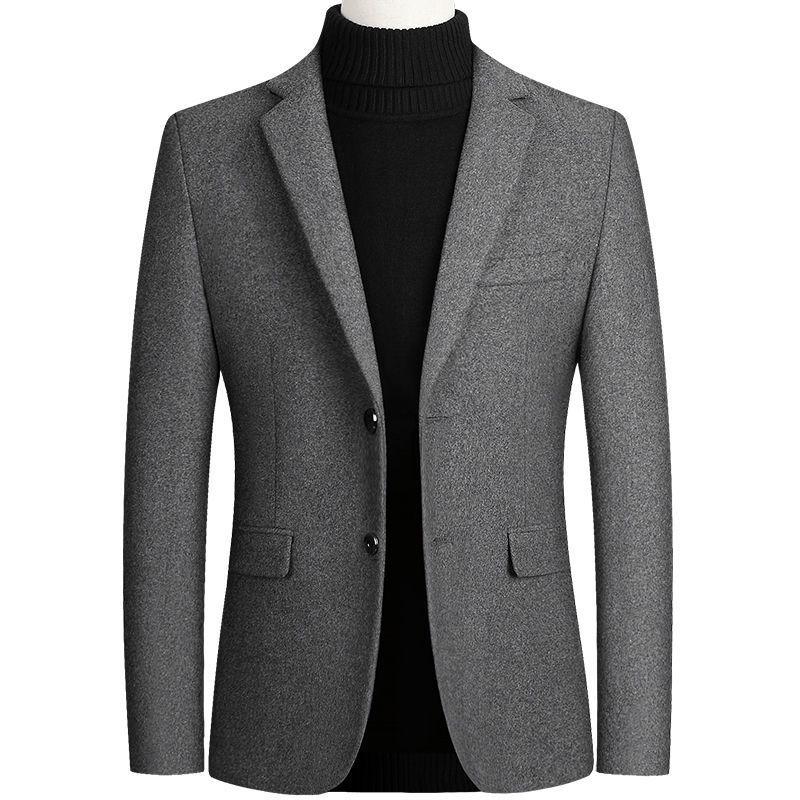 Men's Single-Breasted Wool Blazer - 2025 Autumn/Winter Business Casual Jacket