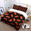 3Pcs American Football Bedding Set, Orange Football With Playbook Symbols Print Duvet Cover + 2 Pillowcases, Sports Fan Decor