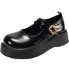 Black Retro Round Head Platform Small Leather Shoes Women's 2025 New Spring and Autumn with Skirt French Heightening Mary Jane Single Shoes