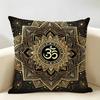 Luxury Golden Mandala Om Cushion Cover Natural Linen Organic Fabric DoubleSided Printing Room Sofa Decor Pillow Case