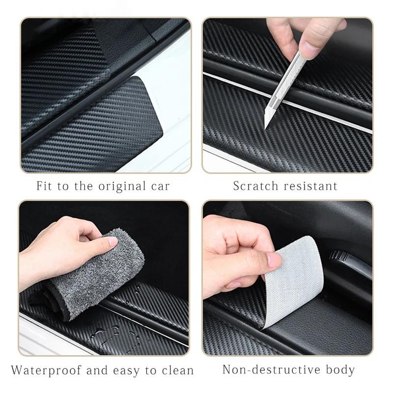 Carbon Fiber Car Door Sill Plate Threshold Strip Trunk Protect Sticker for Mitsubishi Lancer EX Outlander ASX Ralliart Accessory