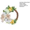 Spring Rattan Wreath Artificial Hydrangea Rose Wreath for Front Door Lifelike