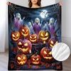 A Soft And Warm Flannel Throw Blanket Featuring Ghost And Pumpkin Patterns, Perfect for Sofa Use, Home Relaxation, Air Conditioning, Napping, Office B