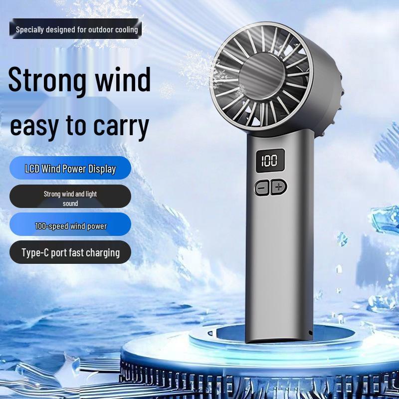 High-Speed Turbo Portable USB Rechargeable Handheld Fan with 100 Speeds - Model JK107 Unspecified