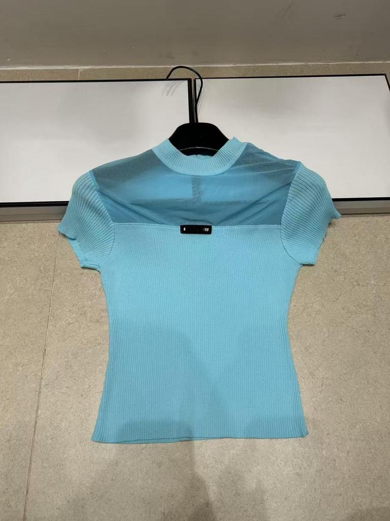 Summer 2026 Casual Sexy Knit Mesh Hollow Round Neck Short Sleeve Slim Fit Top
