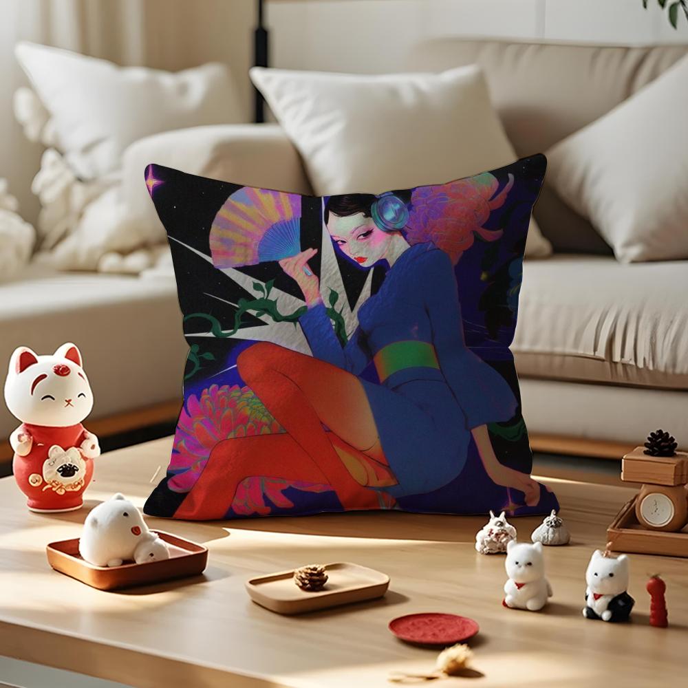 Neon Dream Cushion Cover Anti-dustmite Pillowcase Invisible Zipper Silky Short Plush Sofa Cushion Cover