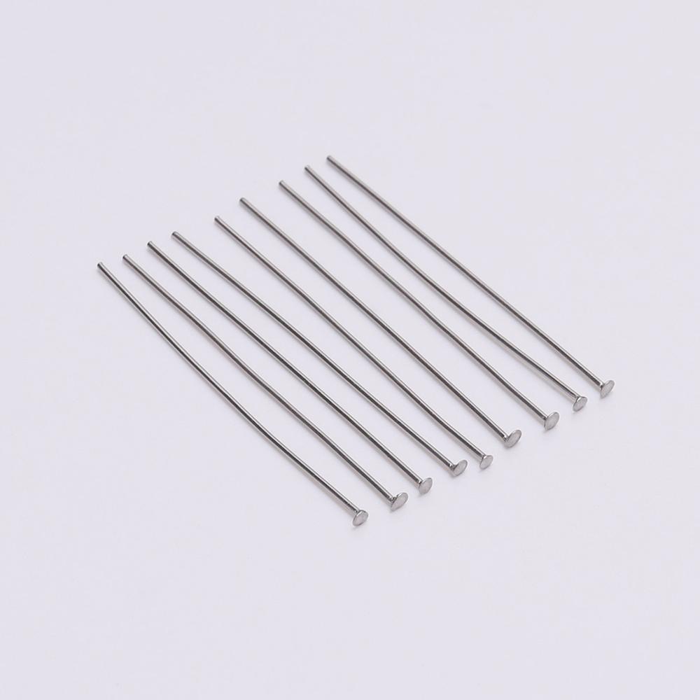 100Pcs/Pack 15-70mm Stainless steel Flat Head Pin Findings Headpins For DIY Jewelry Necklace Bracelets Making Accessories