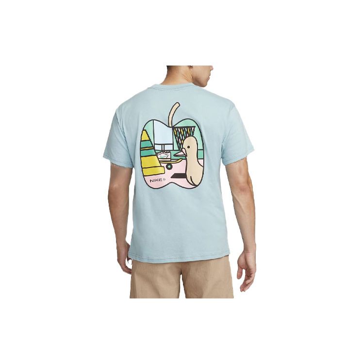 Nike Cartoon Pattern Round Neck Short Sleeve T-Shirt SS22 Men Tops Sky-Blue DR7762-494
