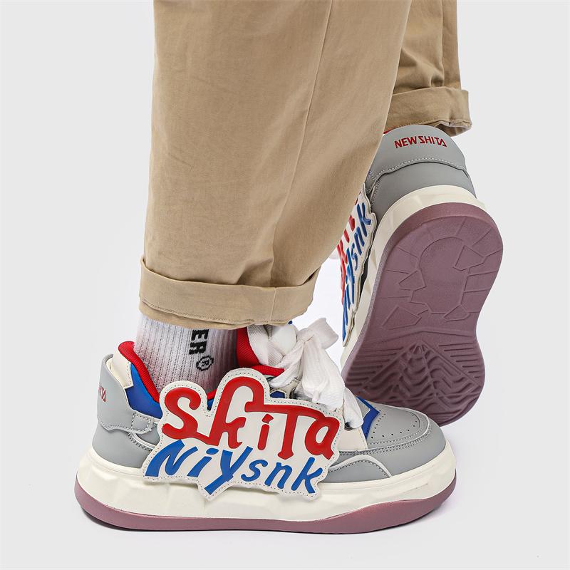 Sneakers Men for Women Trend Casual Gray Black Board Shoes Athletic Chunky Platform Couple Style Flat Shoes 2024 New Versatile