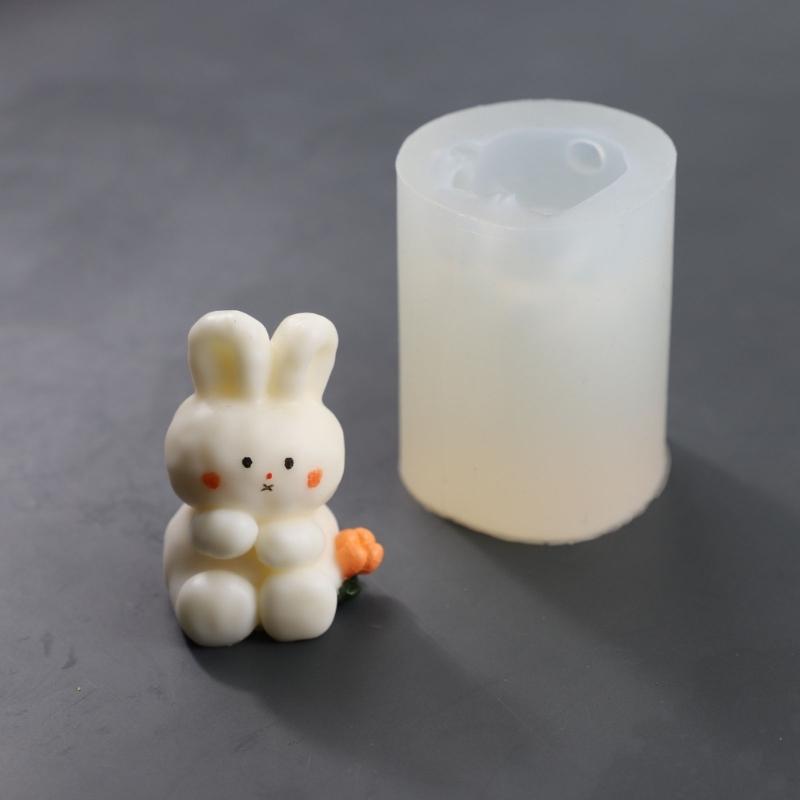3D Rabbit Silicone Mold Easter Aromatherapy Candle Mould Resin Clay Soap Making DIY Craft Chocolate Cake Decorating Tool