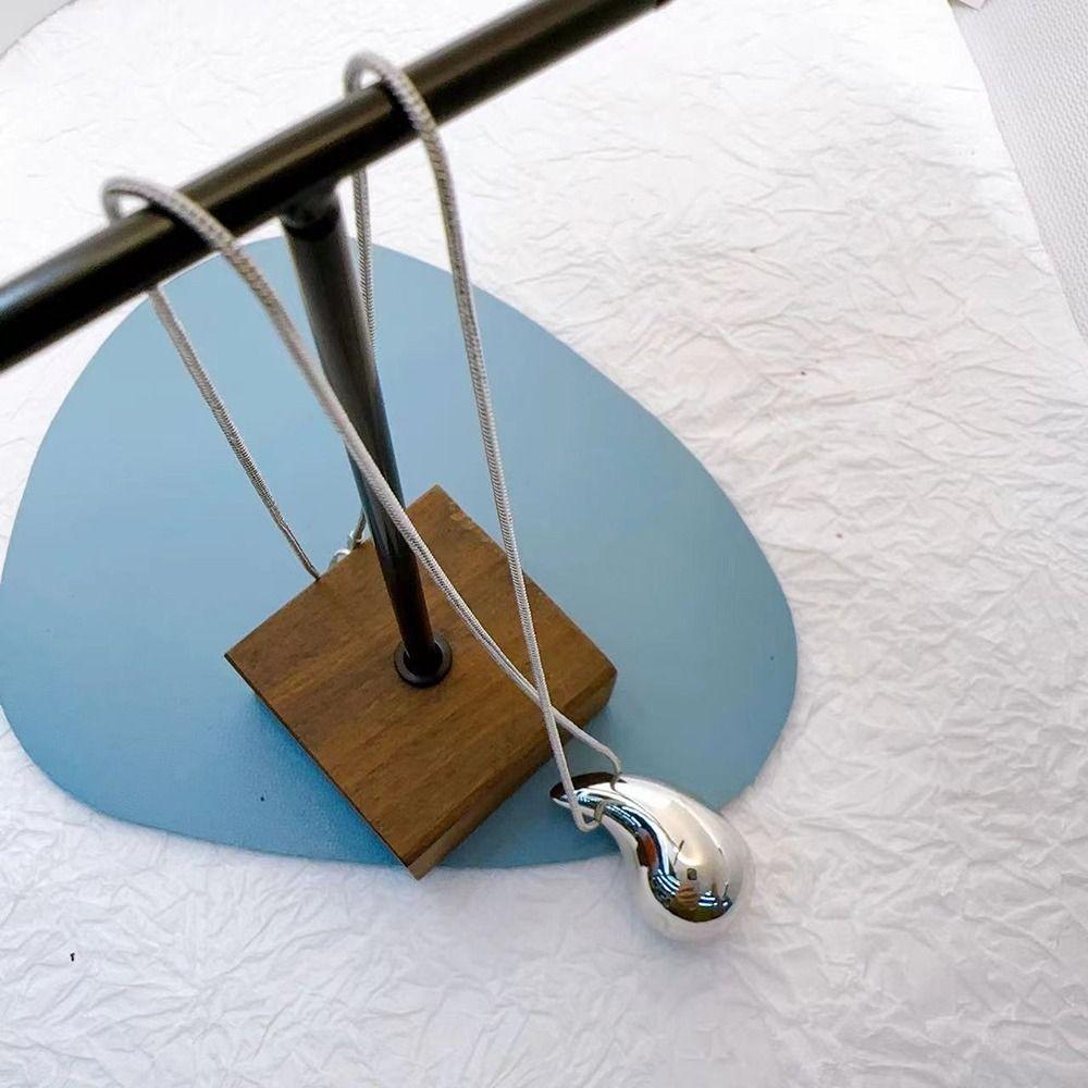 Stainless Steel Gold Silver Drop Necklace Waterdrop Hollow Elegant Pendant Teardrop Necklace Women