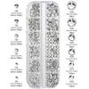 1500PC 12grid 3D Clear Crystal Nail Diamond SS4-SS30 Sparkly Round Nail Beadd Gems Glass FlatBack Nail Rhinestone Charms 1.5-6mm