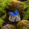 Yousheng Solar Butterfly Stone Light, Resin Garden Decoration with Natural Stone Look, Soft LED Outdoor Lamp for Lawn Pathway