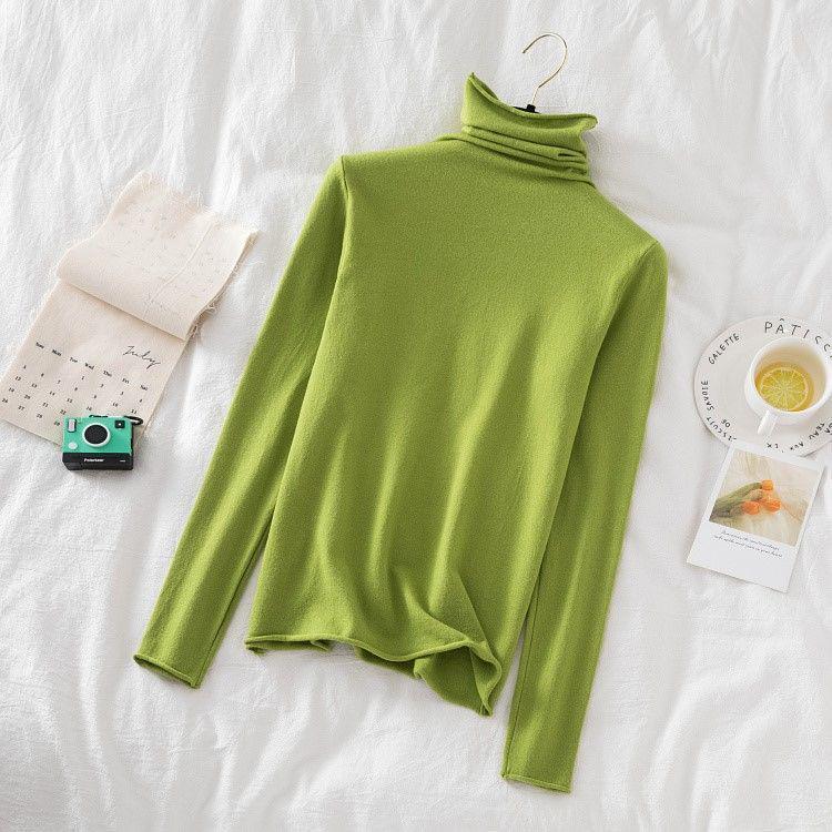 Dalang Knitwear Women's Slim Fit Turtleneck Sweater - Long Sleeve Solid Color Base Layer for Autumn/Winter