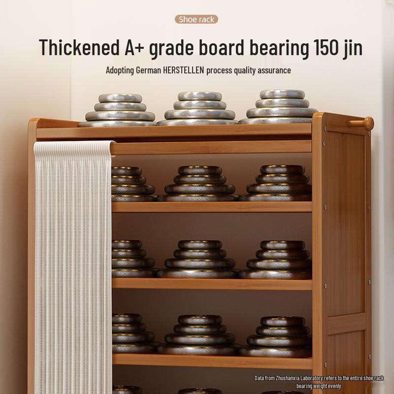 Bamboo Shoe Rack: Multi-Layer Dustproof Cabinet for Compact Home Storage