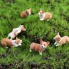 Cute Simulation Dog Miniature Figurines Mini Animal Corgi Resin Model Car Ornament for Home Decor Accessories Children's Gift